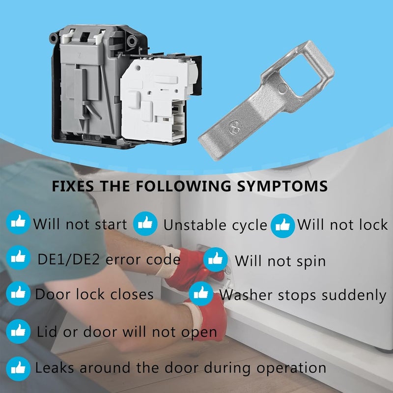Cykemo 𝟐𝟎𝟐𝟓 𝐍𝐞𝐰 EBF61315802 Washer Door Lock Switch & MFG63099101 Washer Door Lock Strike Assembly Compatible with LG Kenmore Washing Machine Door Switch (2 PACKS) - Image 5